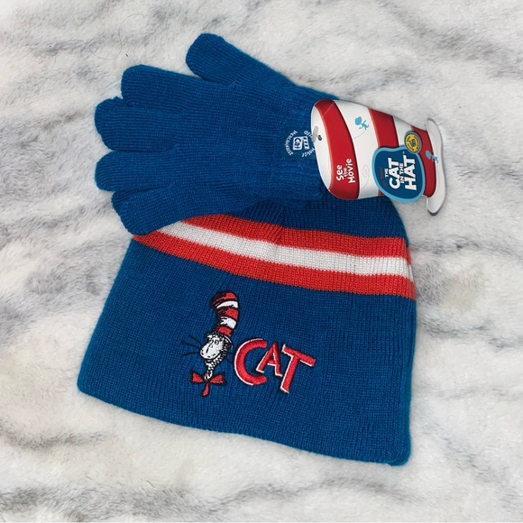 cat in the hat Accessories Nwt Cat In The Hat Beanie And Gloves Set Poshmark